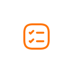 An orange icon of a rounded square containing two horizontal lines and two check marks, centered on a white circular background, ideal for a Tampa plumbing or plumber service.