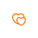 Two overlapping orange heart outlines grace a white circular background, symbolizing the care and dedication at the heart of every Tampa plumbing service.