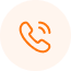 An orange phone handset icon with sound waves, centered on a light beige circular background—perfect for representing a reliable plumber or plumbing service in Tampa.