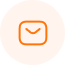 An orange outlined envelope icon inside a light peach circle, representing email or messaging for plumbing services in Tampa.